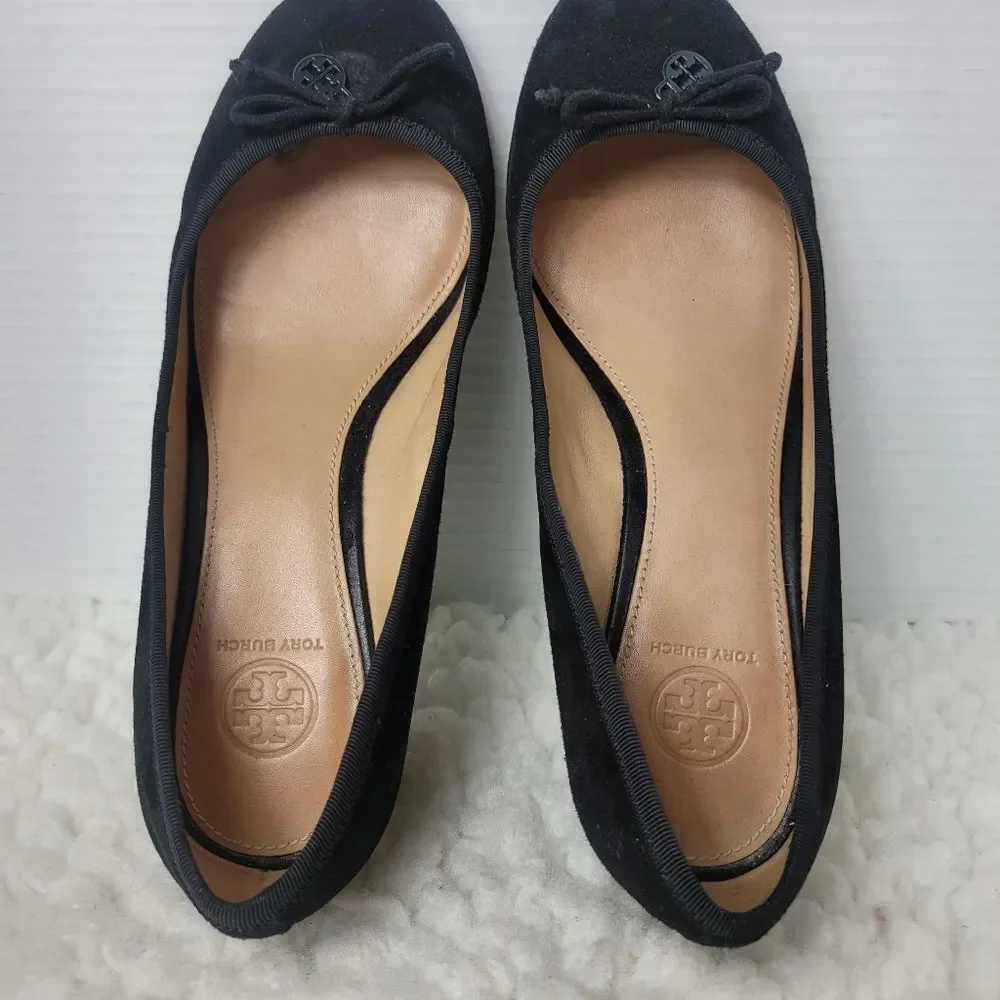 Tory Burch Black Suede Wedge Ballet Flats